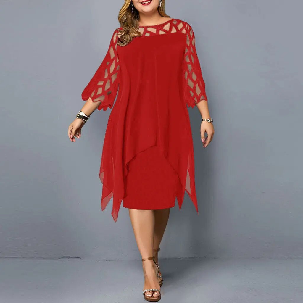 Elegant Versatile Midi Dress for Women Red