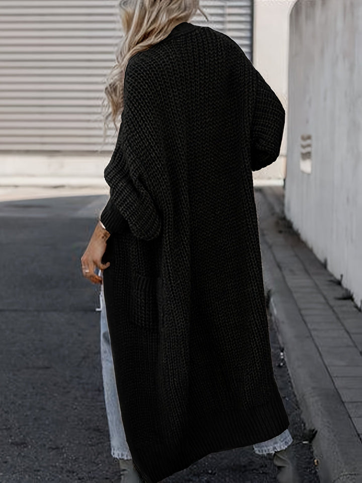 Chic Midi Knit Pocket Cardigan