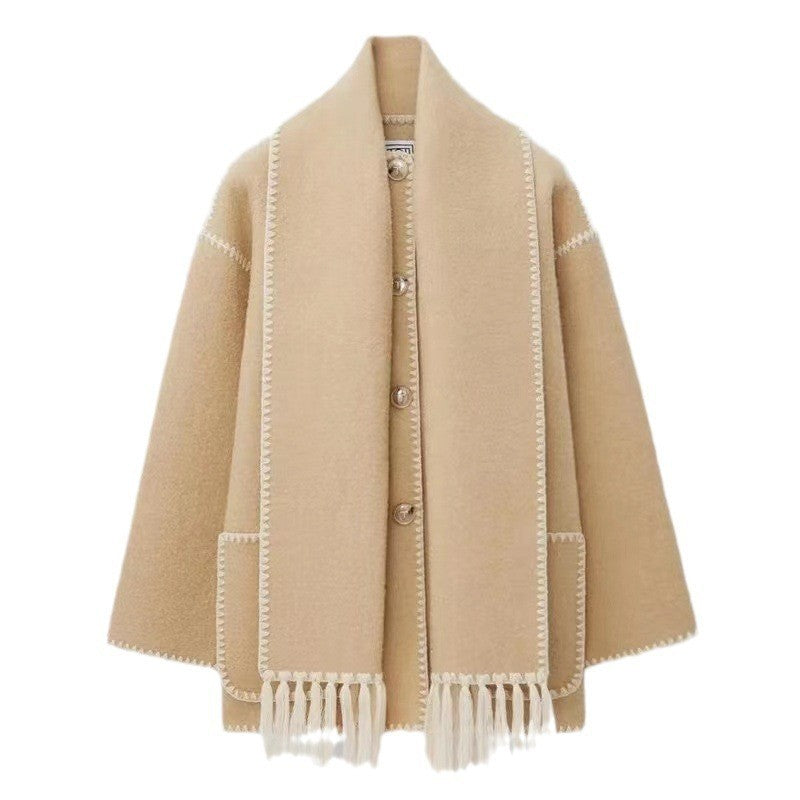 Chic Scarf Jacket Khaki