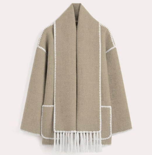 Chic Scarf Jacket Heathered Grey