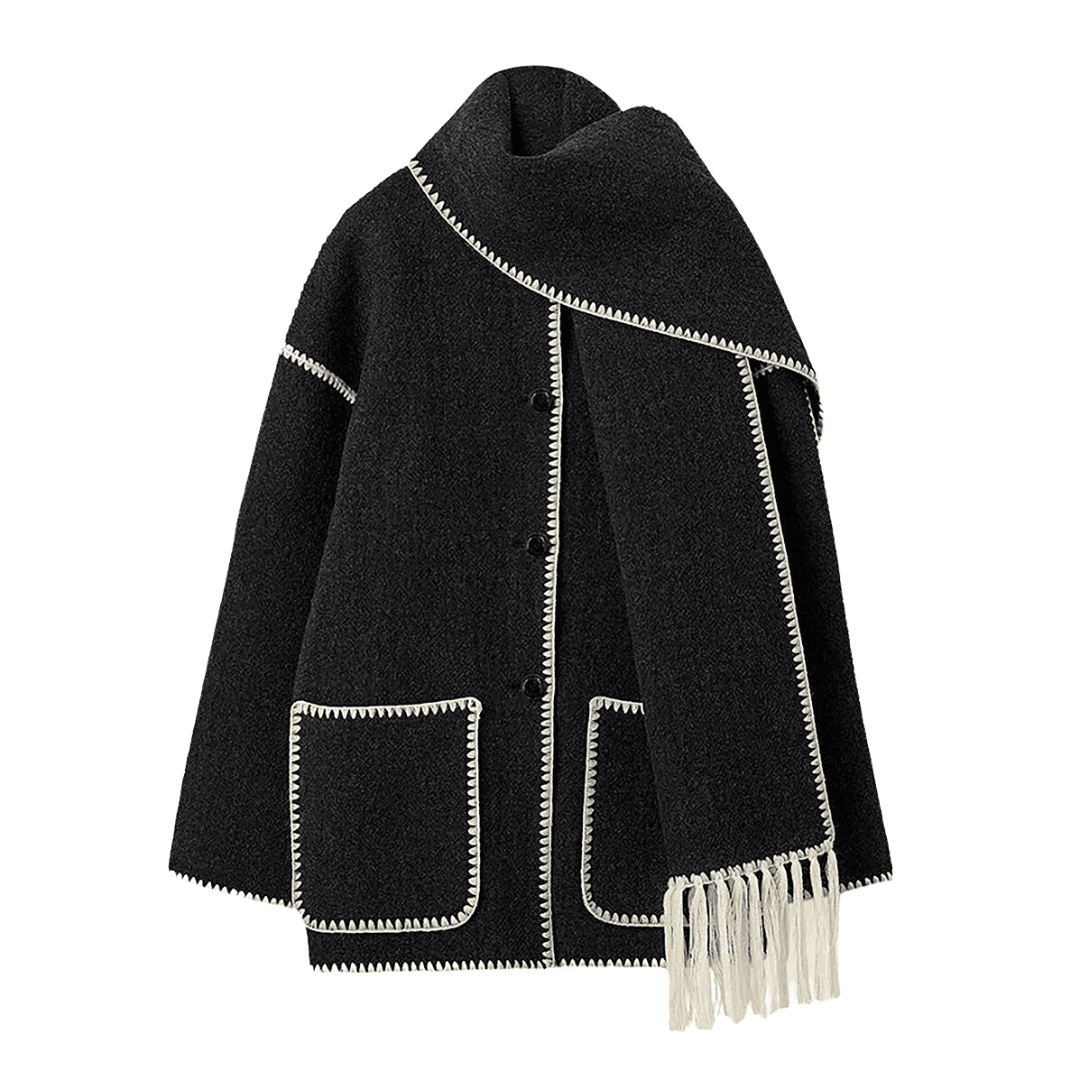 Chic Scarf Jacket Black and White