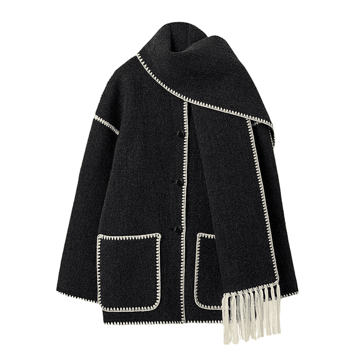Chic Scarf Jacket Black and White