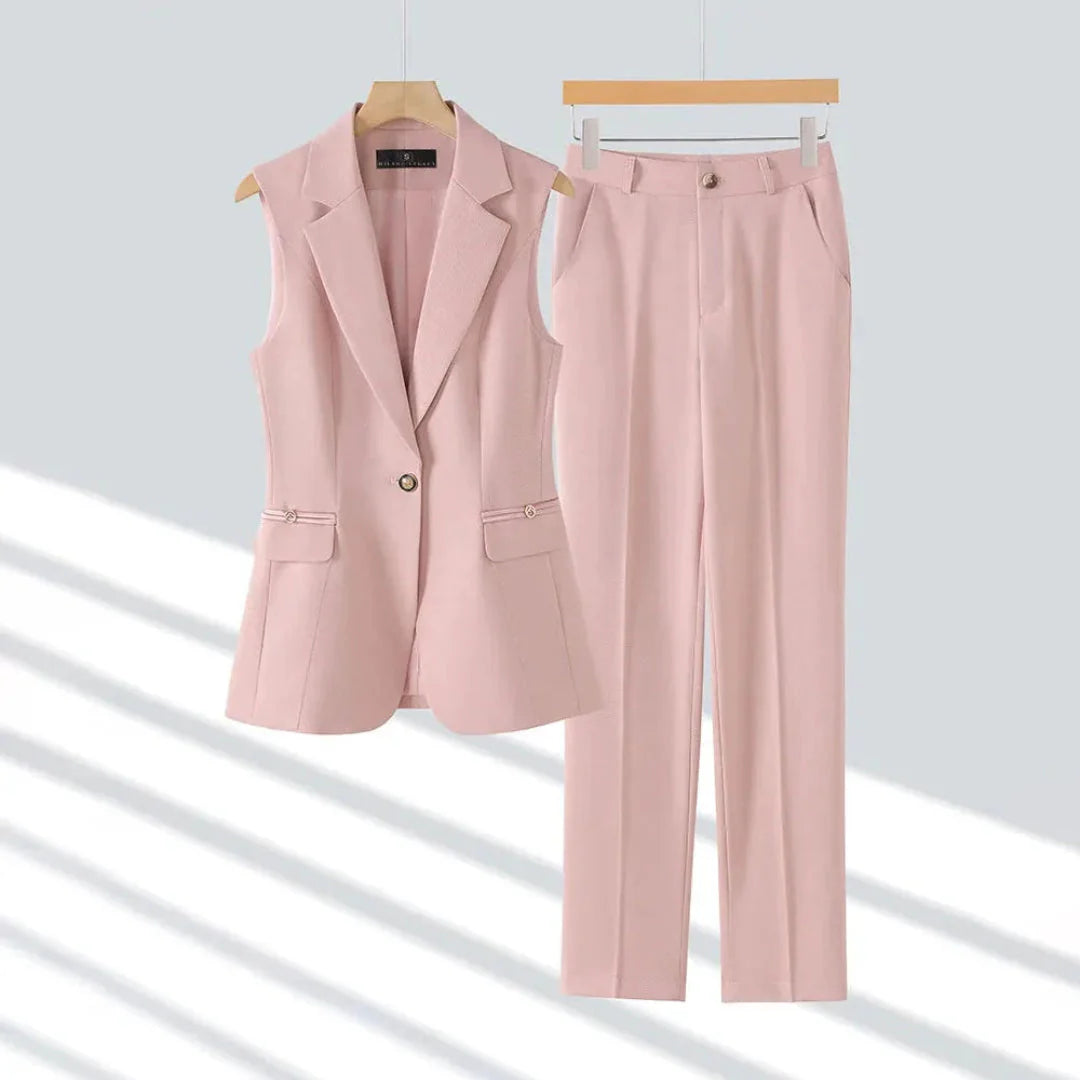 Montclair Executive Grace 2-Piece Pantsuit Set Pink