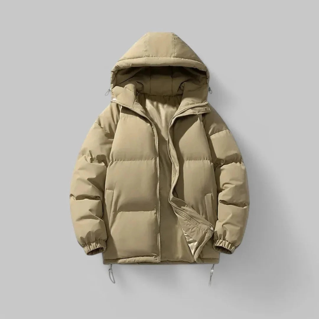 Cozy Warm Hooded Puffer Jacket Khaki