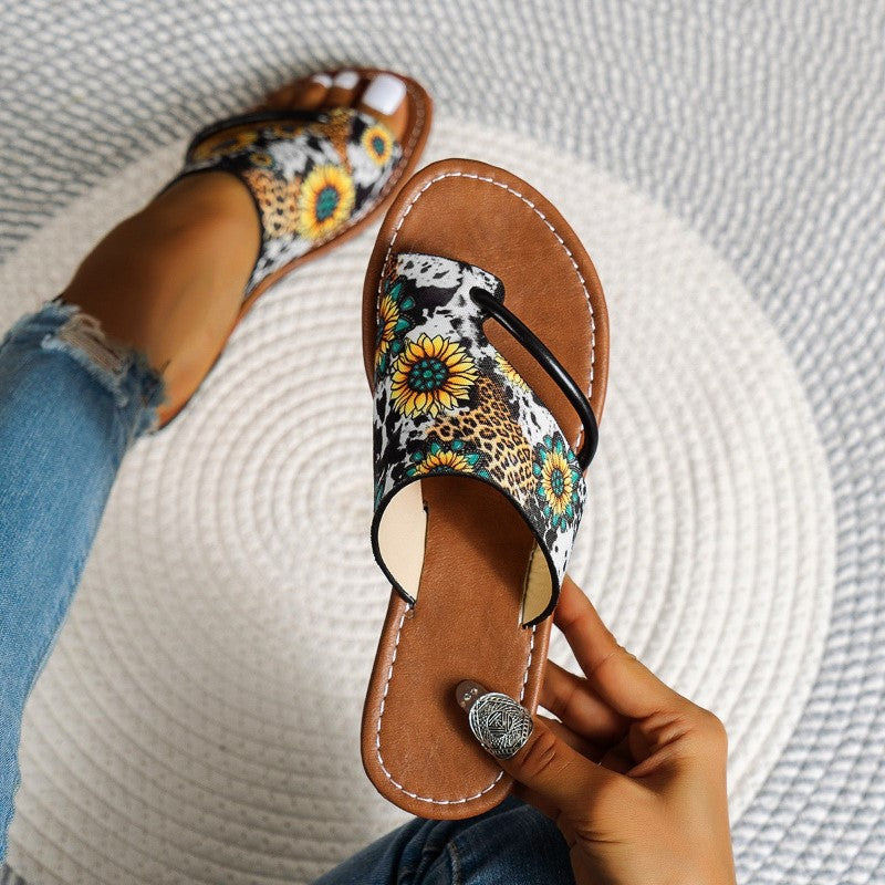 Clara | Women's Colorful Flat Sandals with Toe Strap-MODAUTLET