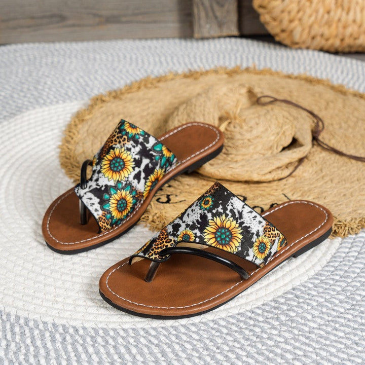 Clara | Women's Colorful Flat Sandals with Toe Strap-MODAUTLET