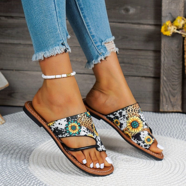 Clara | Women's Colorful Flat Sandals with Toe Strap-MODAUTLET