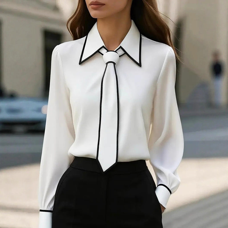 Clara | Women's Elegant Blouse with Contrast Tie-MODAUTLET