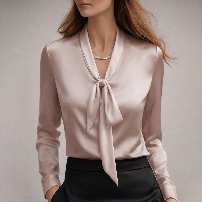 Clara | Women's Elegant Bow Tie Neck Blouse-MODAUTLET
