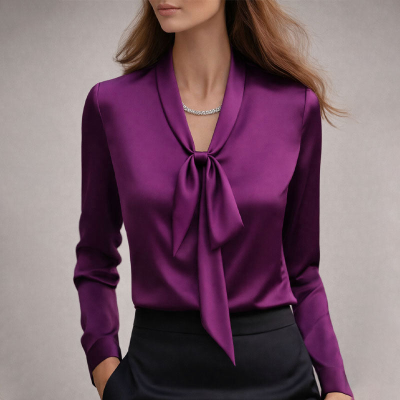 Clara | Women's Elegant Bow Tie Neck Blouse-MODAUTLET