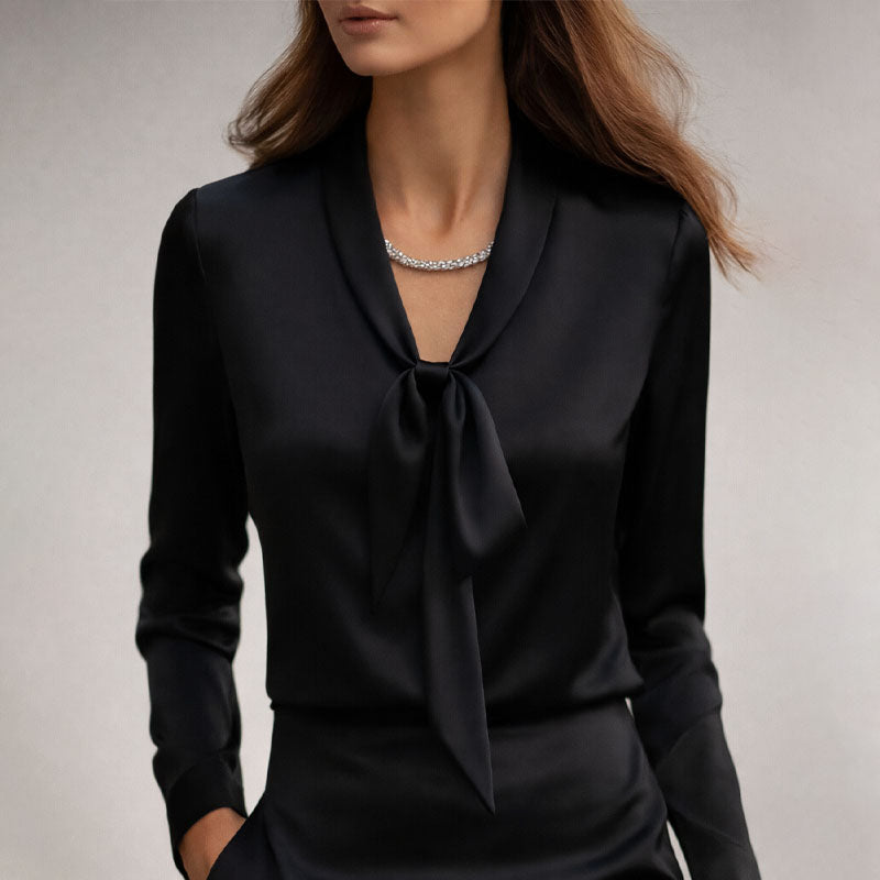 Clara | Women's Elegant Bow Tie Neck Blouse-MODAUTLET