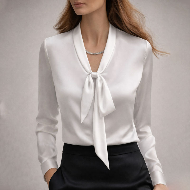 Clara | Women's Elegant Bow Tie Neck Blouse-MODAUTLET