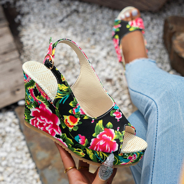 Clara | Women's Floral Wedge Sandals-MODAUTLET