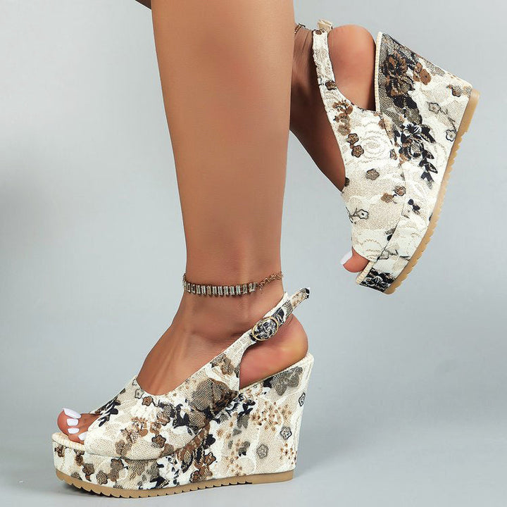 Clara | Women's Floral Wedge Sandals-MODAUTLET