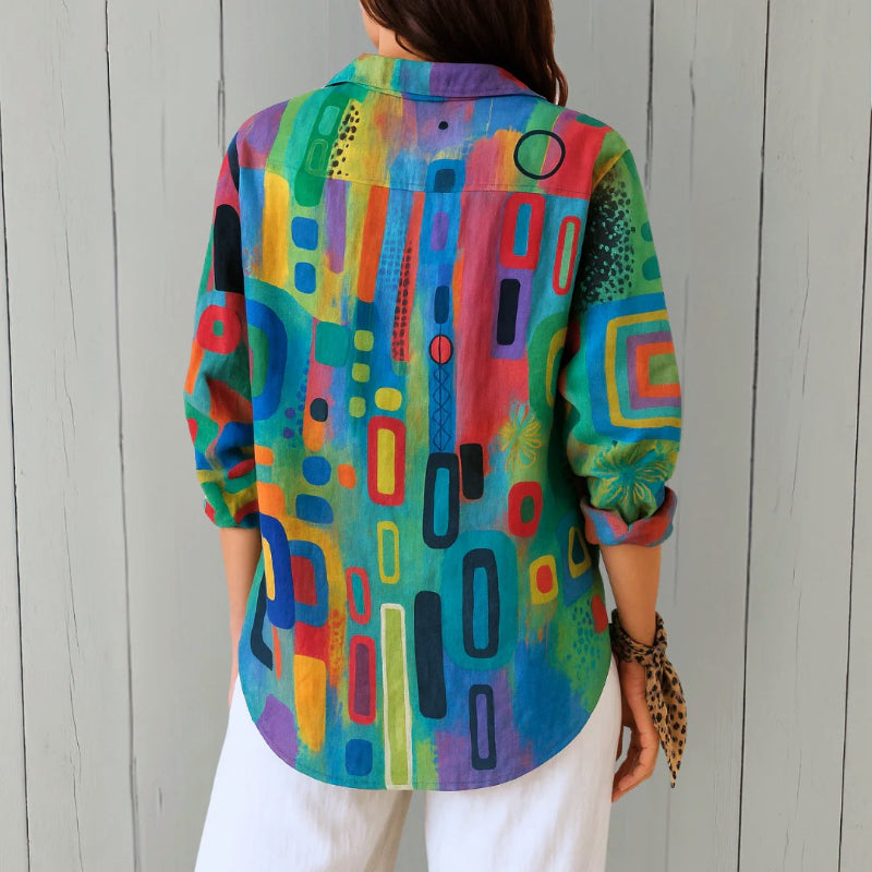 Clara | Women's Geometric Multicolor Print Shirt-MODAUTLET