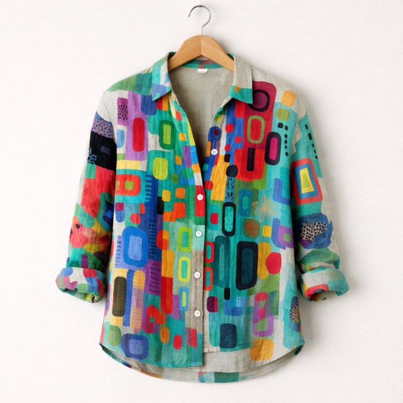 Clara | Women's Geometric Multicolor Print Shirt-MODAUTLET