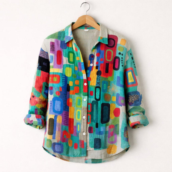 Clara | Women's Geometric Multicolor Print Shirt-MODAUTLET