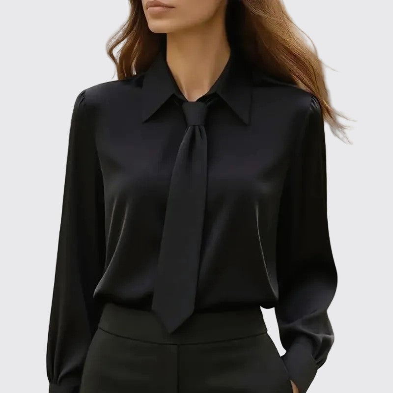 Clara | Women's Office Blouse with Front Tie-MODAUTLET