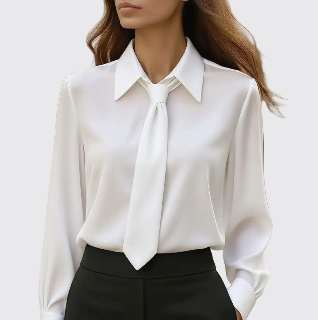 Clara | Women's Office Blouse with Front Tie-MODAUTLET