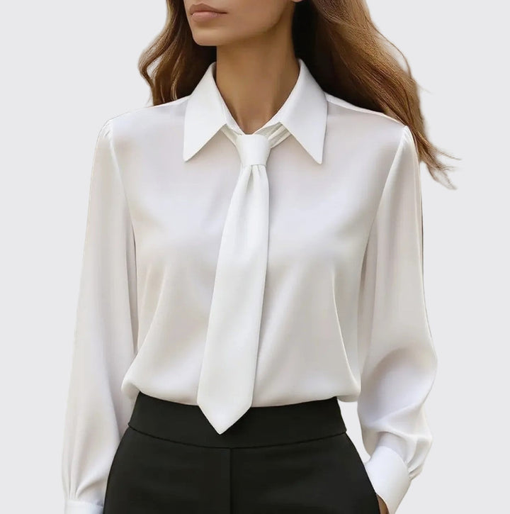 Clara | Women's Office Blouse with Front Tie-MODAUTLET