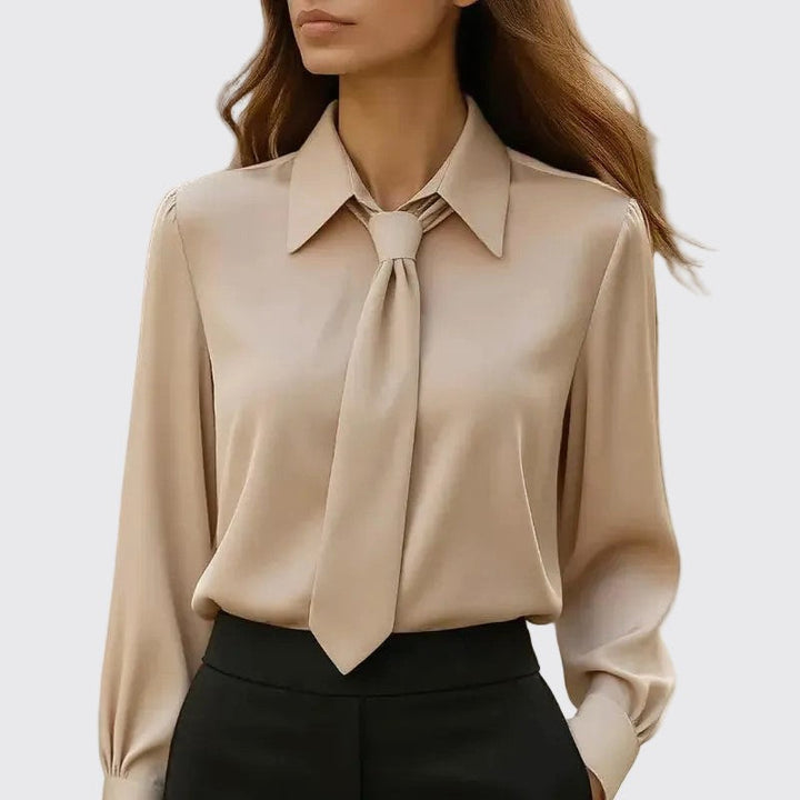Clara | Women's Office Blouse with Front Tie-MODAUTLET