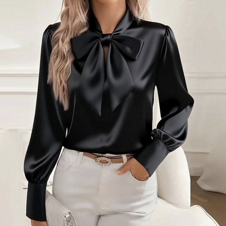 Clara | Women's Satin Bow Neck Blouse-MODAUTLET