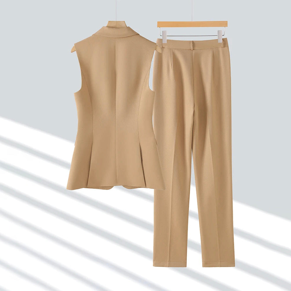 Clara | Women's Sleeveless Blazer and Pants Set-MODAUTLET