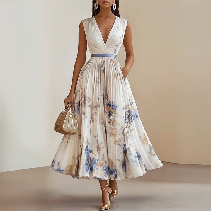 Clara | Women's Sleeveless Pleated Midi Dress-MODAUTLET
