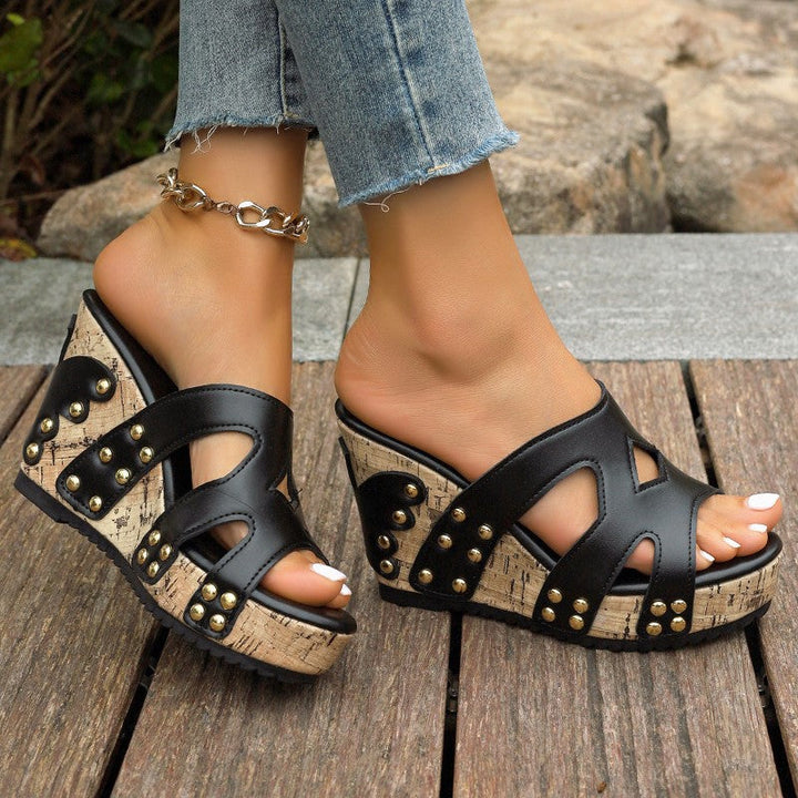 Clara | Women's Slip-On Sandals with Cork-Style Sole-MODAUTLET