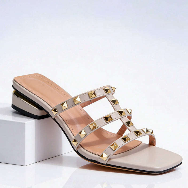 Clara | Women's Studded Block Heel Sandals-MODAUTLET