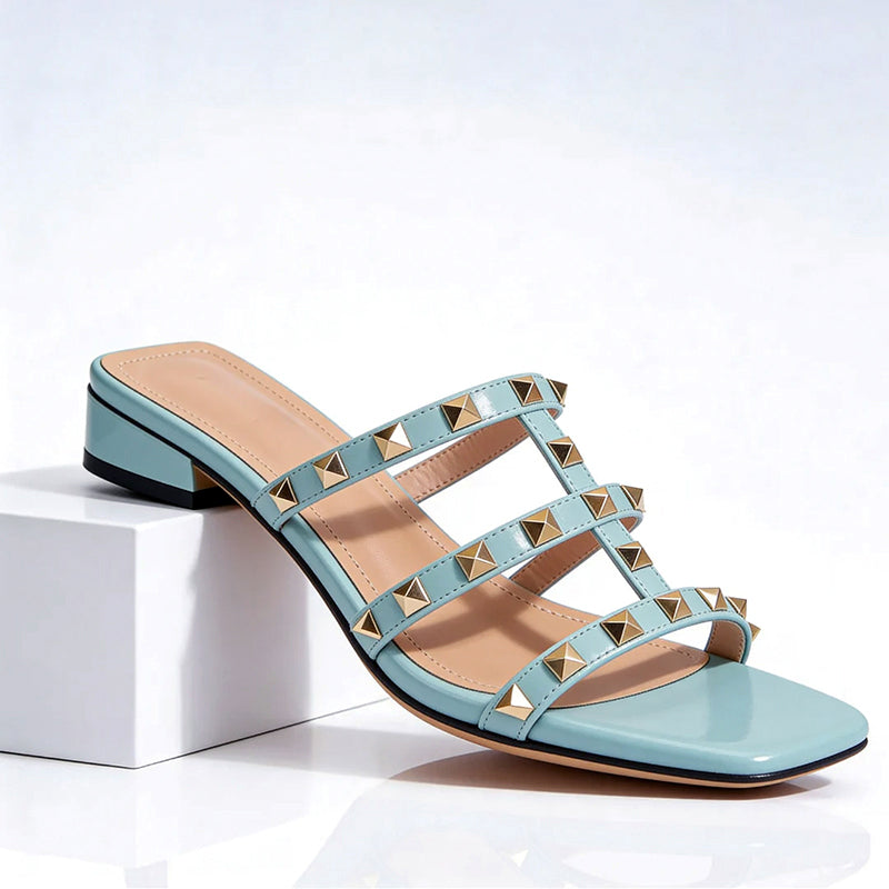 Clara | Women's Studded Block Heel Sandals-MODAUTLET