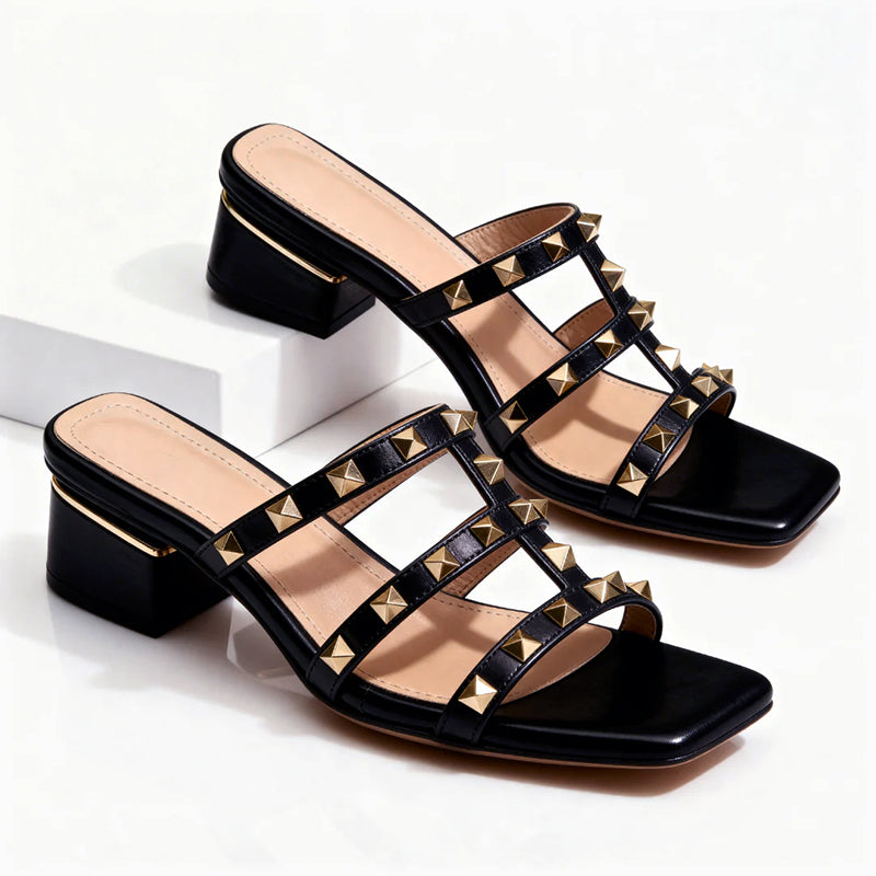 Clara | Women's Studded Block Heel Sandals-MODAUTLET