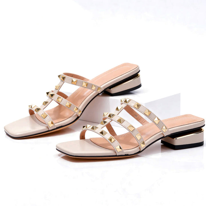 Clara | Women's Studded Block Heel Sandals-MODAUTLET