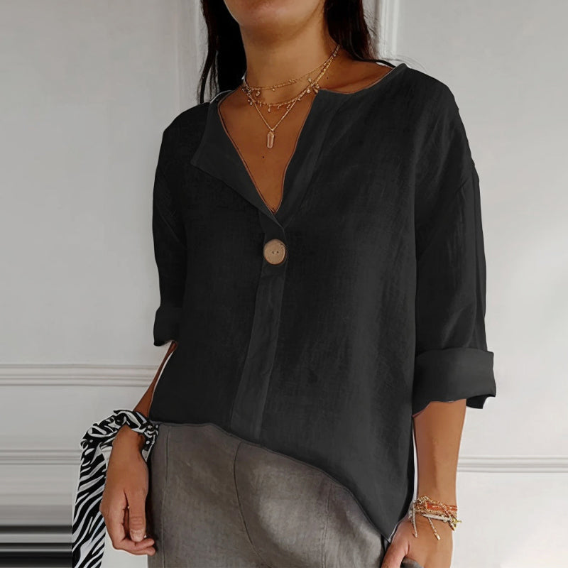 Clara | Women's V-Neck Button-Up Blouse-MODAUTLET