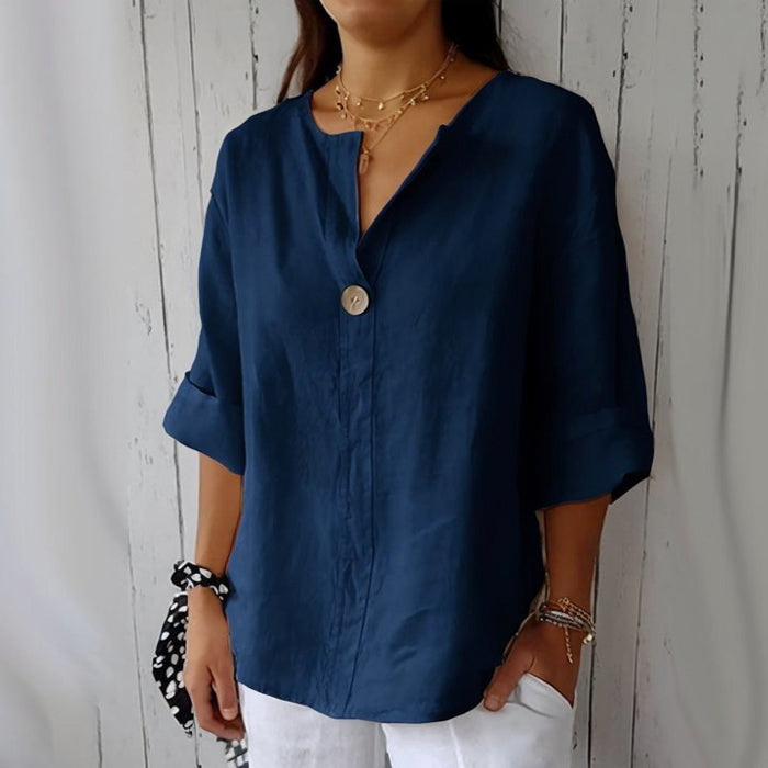 Clara | Women's V-Neck Button-Up Blouse-MODAUTLET
