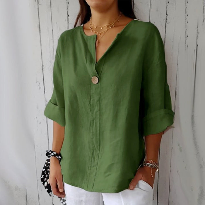 Clara | Women's V-Neck Button-Up Blouse-MODAUTLET