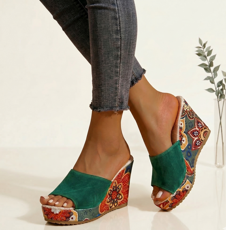 Clara | Women's Velvet Boho Wedge Sandals-MODAUTLET