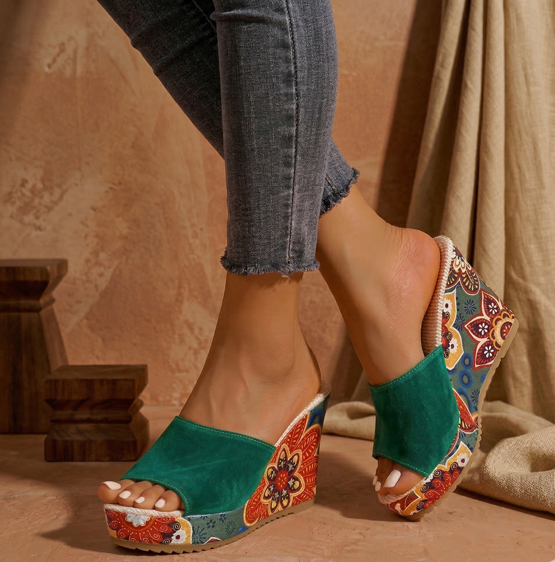 Clara | Women's Velvet Boho Wedge Sandals-MODAUTLET