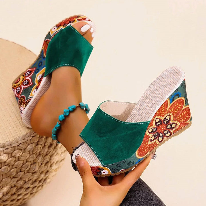Clara | Women's Velvet Boho Wedge Sandals-MODAUTLET