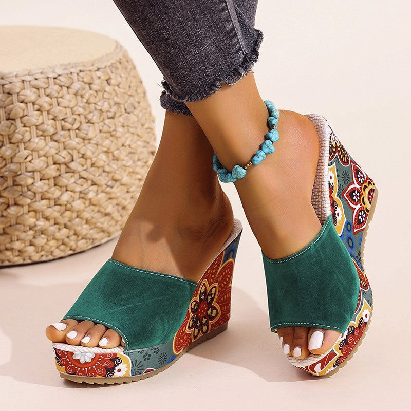Clara | Women's Velvet Boho Wedge Sandals-MODAUTLET