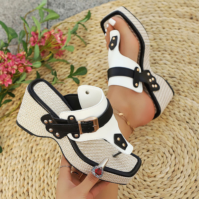Clara | Women's Wedge Sandals with Buckle Detail-MODAUTLET