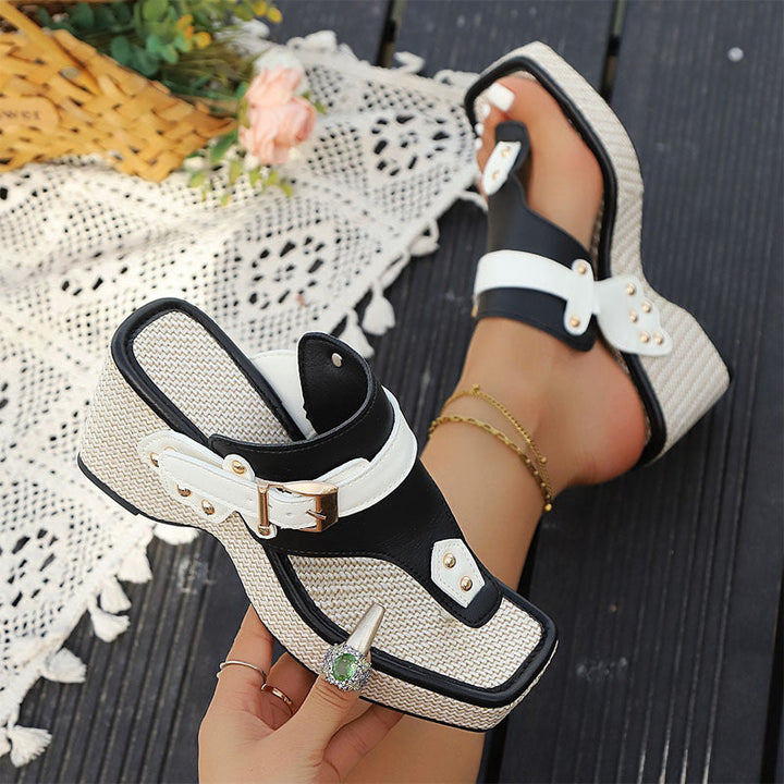 Clara | Women's Wedge Sandals with Buckle Detail-MODAUTLET