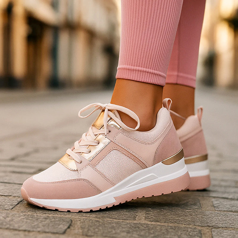 Clara | Women's Wedge Sneakers with Metallic Accents-MODAUTLET