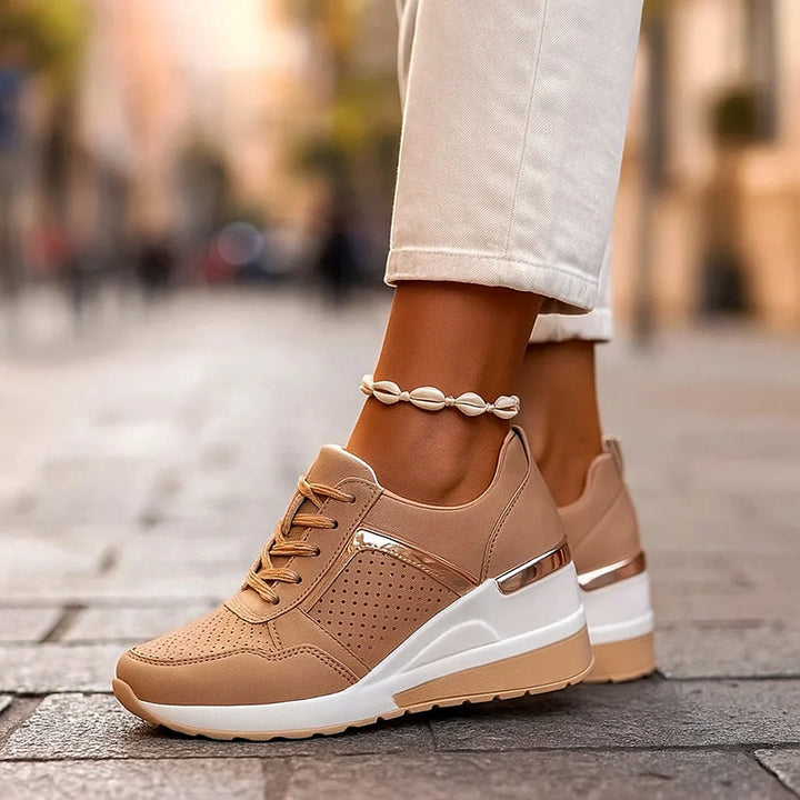 Clara | Women's Wedge Sneakers with Metallic Accents-MODAUTLET