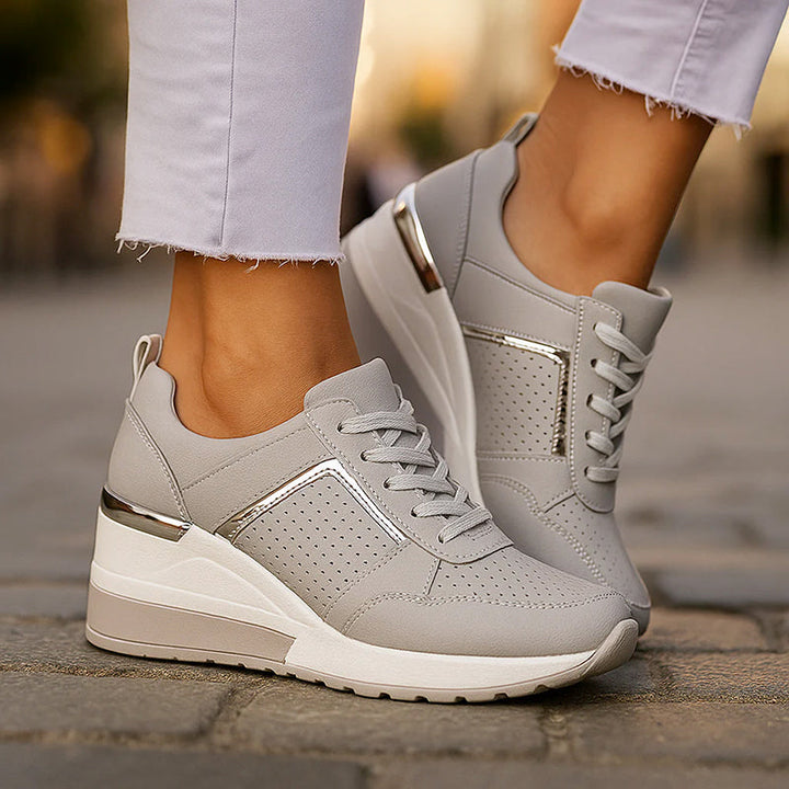 Clara | Women's Wedge Sneakers with Metallic Accents-MODAUTLET