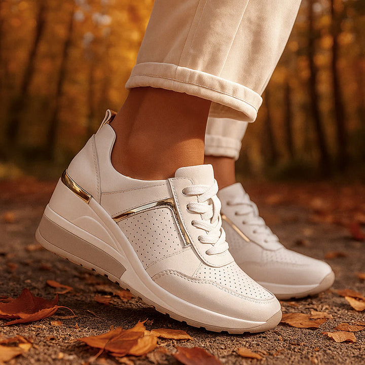 Clara | Women's Wedge Sneakers with Metallic Accents-MODAUTLET