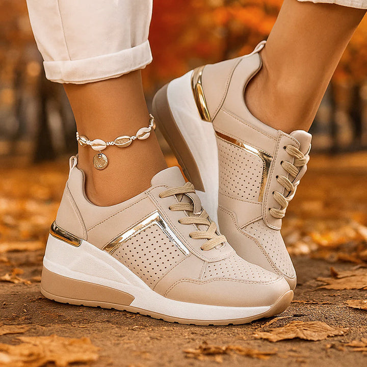 Clara | Women's Wedge Sneakers with Metallic Accents-MODAUTLET