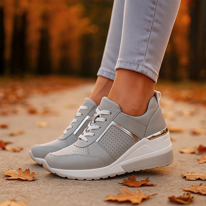 Clara | Women's Wedge Sneakers with Metallic Accents-MODAUTLET
