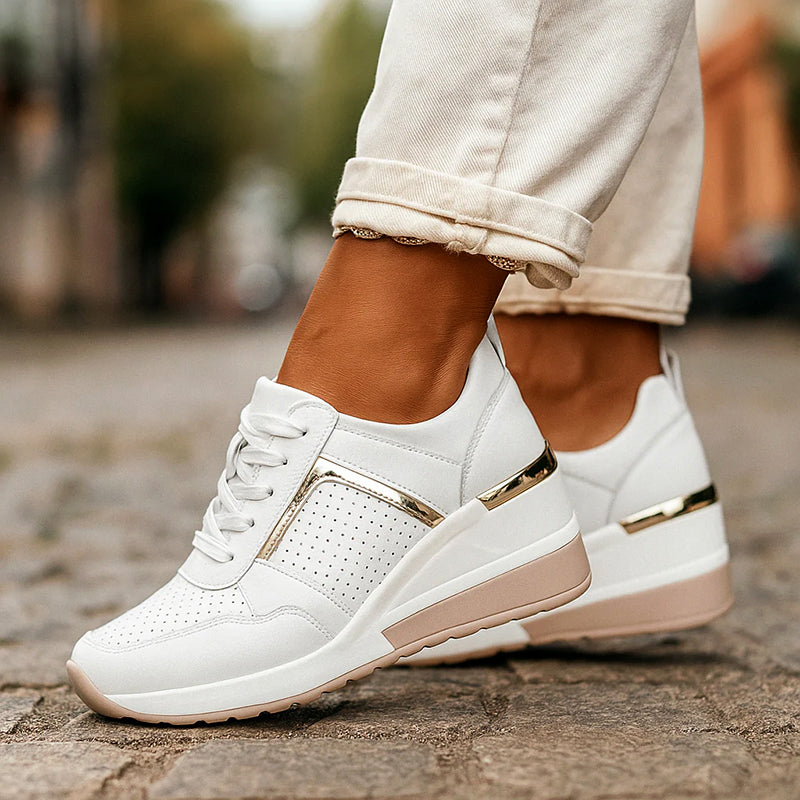 Clara | Women's Wedge Sneakers with Metallic Accents-MODAUTLET