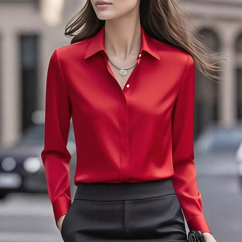 Clara | Blusa de Escritório Feminina com Gola de Aba